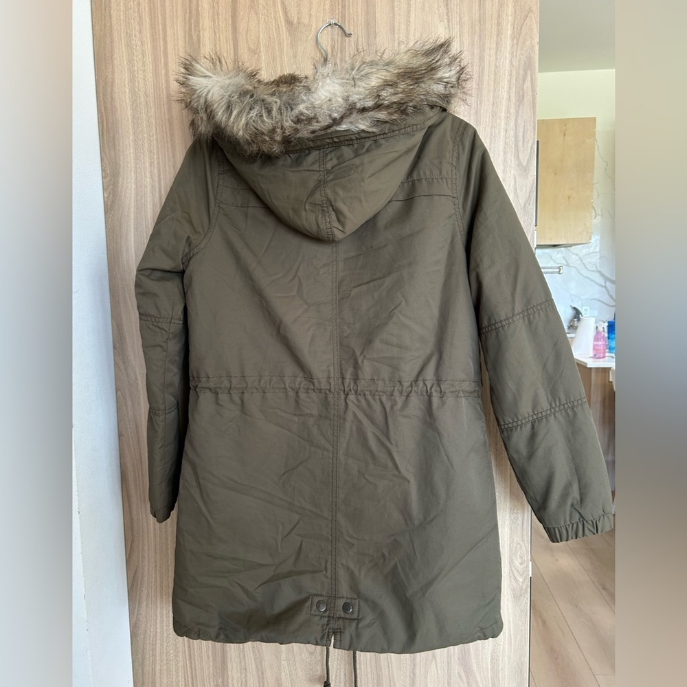 American Eagle Jacket Sharpa Womens Military Style Hood army green Small - Picture 6 of 7